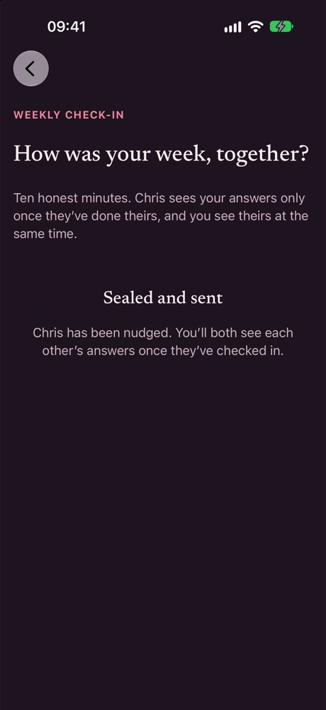 Weekly check-in screen