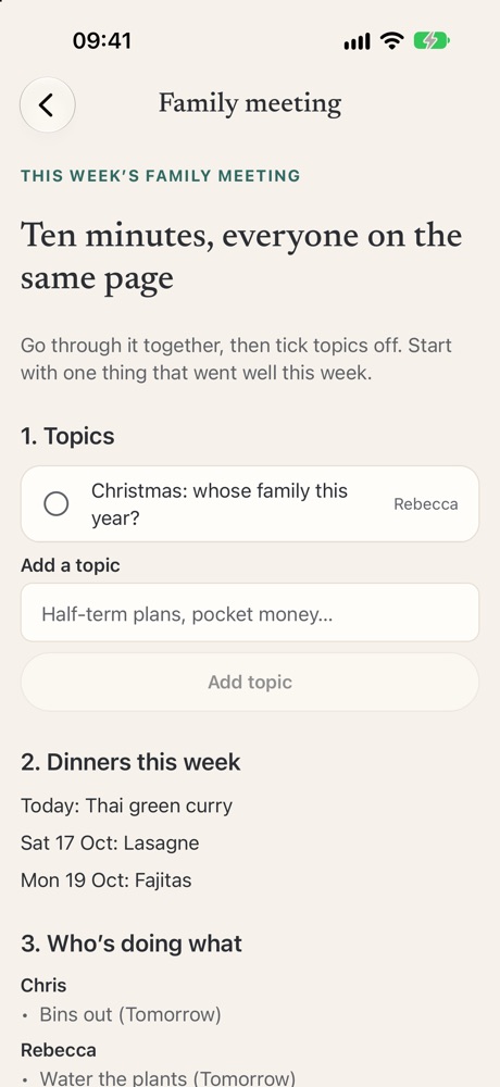 Family meeting screen