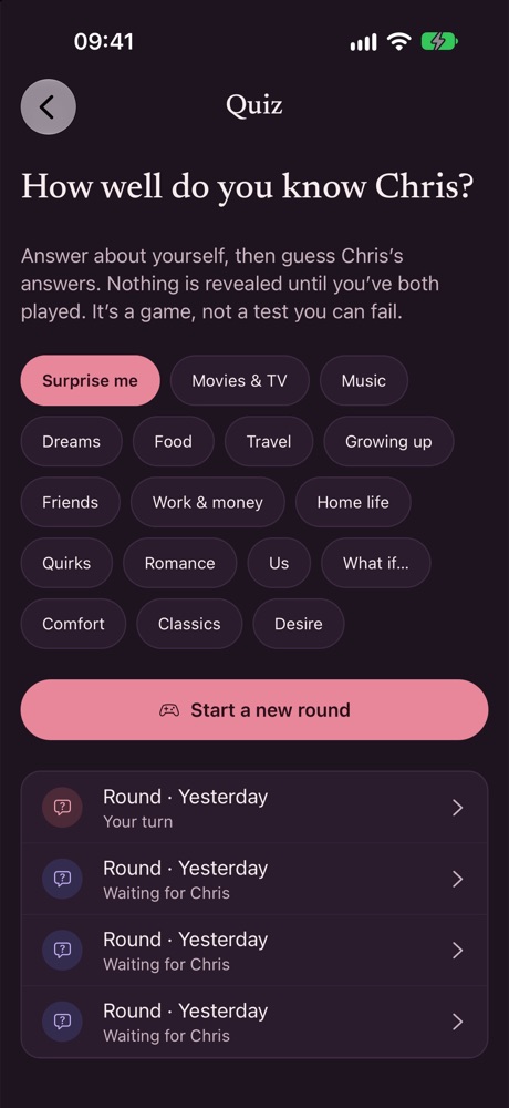 Quizzes screen